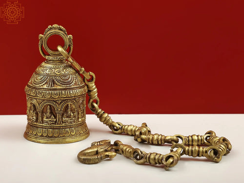 6" Brass Navagraha Hanging Temple Bell Handmade