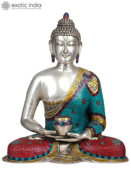 24" Lord Buddha with Pinda-Patra Handmade Brass Statue