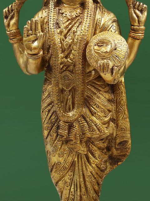 16" Lord Vishnu and Goddess Lakshmi Brass Sculpture