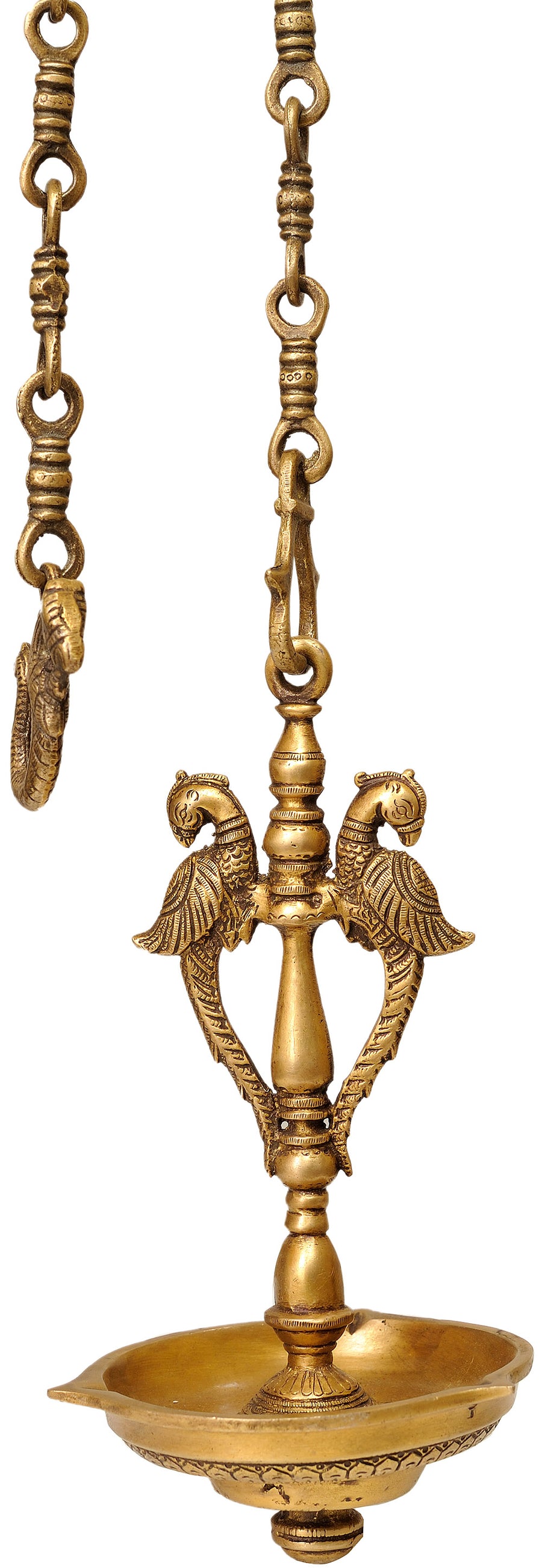 10" Brass Peacock Pair Ceiling Lamp Handmade