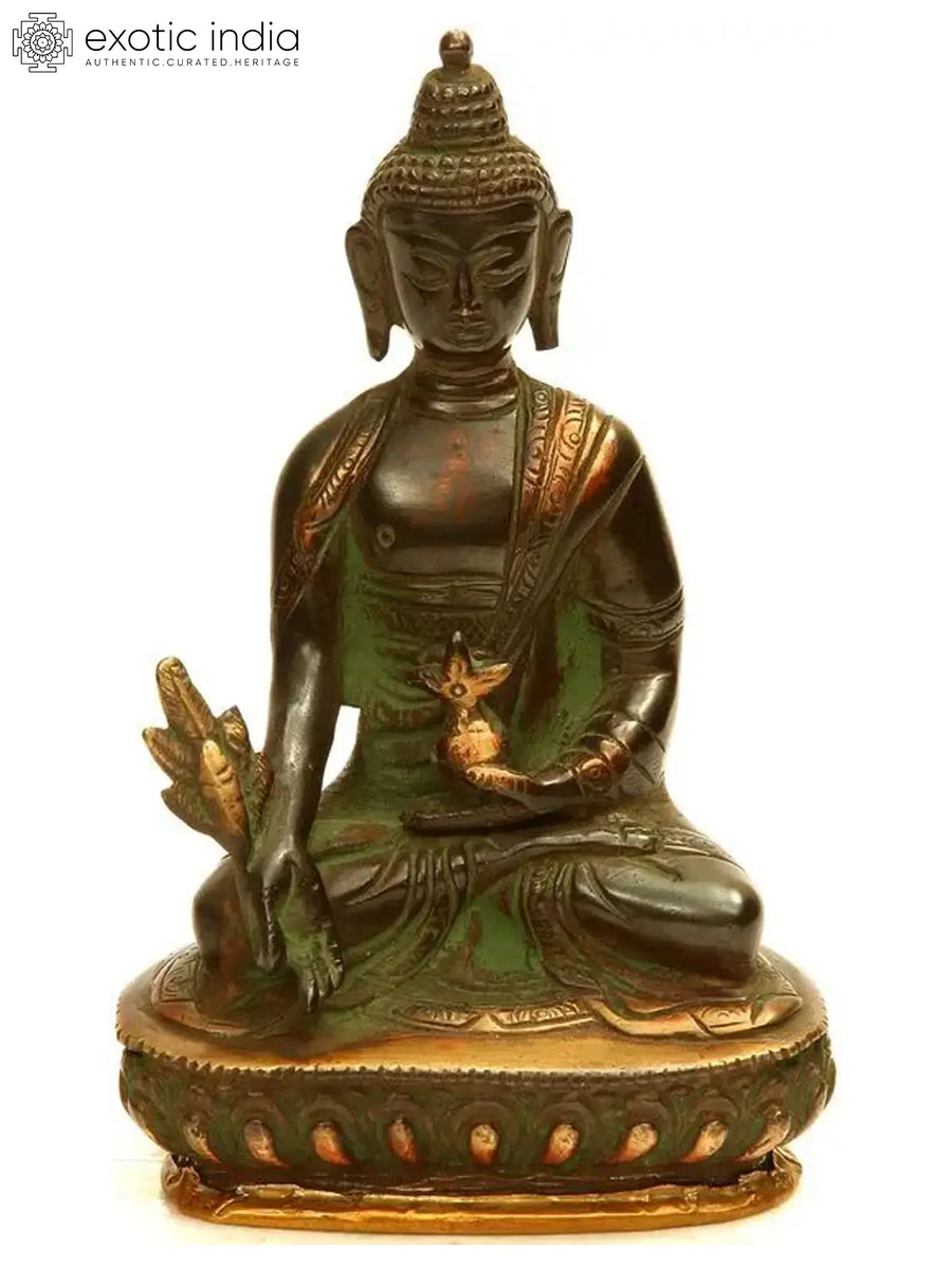 5" Medicine Buddha Brass Statue Tibetan Buddhist Deity