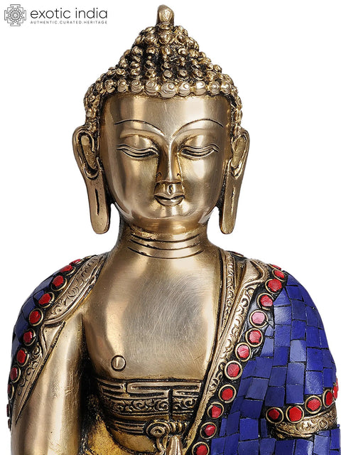 10" Tibetan Buddhist Deity Lapis Healing Buddha Brass Statue | Handmade | Made in India