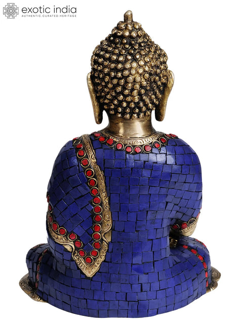 10" Tibetan Buddhist Deity Lapis Healing Buddha Brass Statue | Handmade | Made in India