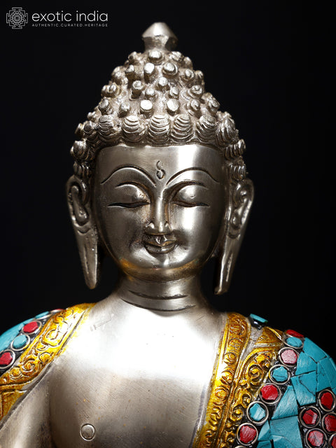 12" Brass Lord Buddha Idol in Vitarka Mudra | Handmade Tibetan Buddhist Deity Statue