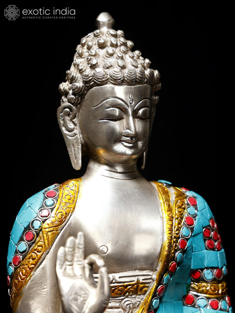 12" Brass Lord Buddha Idol in Vitarka Mudra | Handmade Tibetan Buddhist Deity Statue