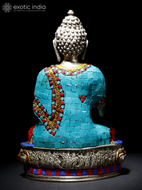 12" Brass Lord Buddha Idol in Vitarka Mudra | Handmade Tibetan Buddhist Deity Statue