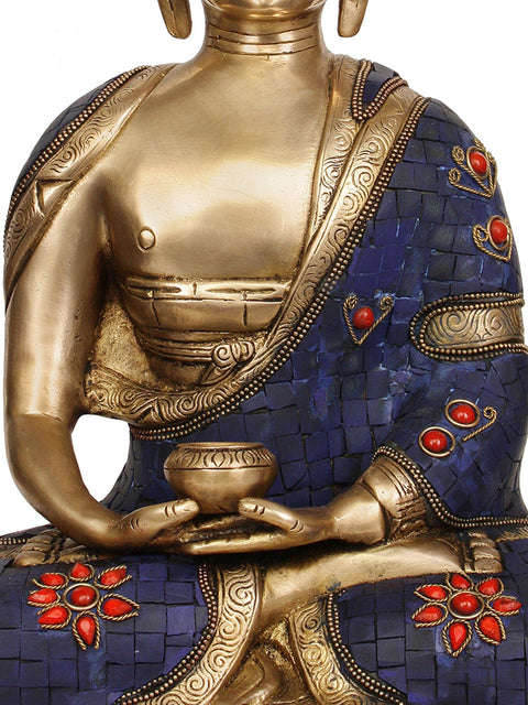 14" Meditating Buddha In Brass | Handmade | Made In India