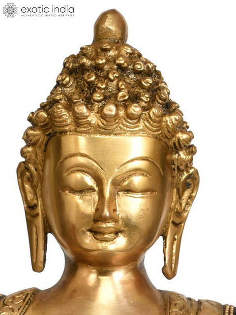 12" Tibetan Buddhist Deity Lapis Buddha Brass Statue | Handmade | Made in India