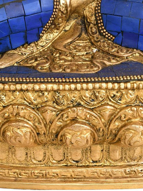 12" Tibetan Buddhist Deity Lapis Buddha Brass Statue | Handmade | Made in India