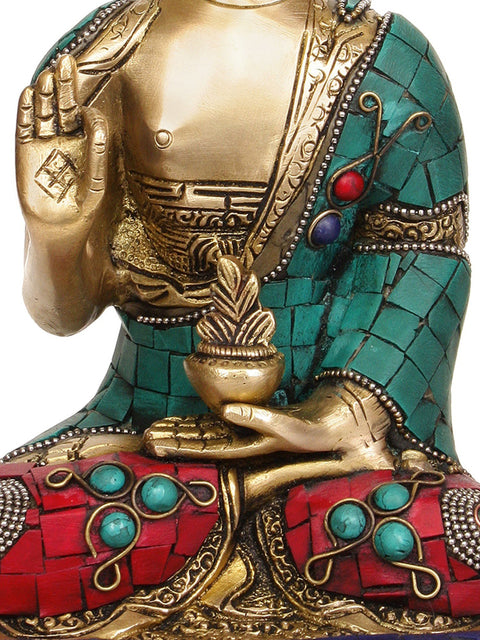 10" Lord Buddha Interpreting the Law of Dharma In Brass | Handmade | Made In India