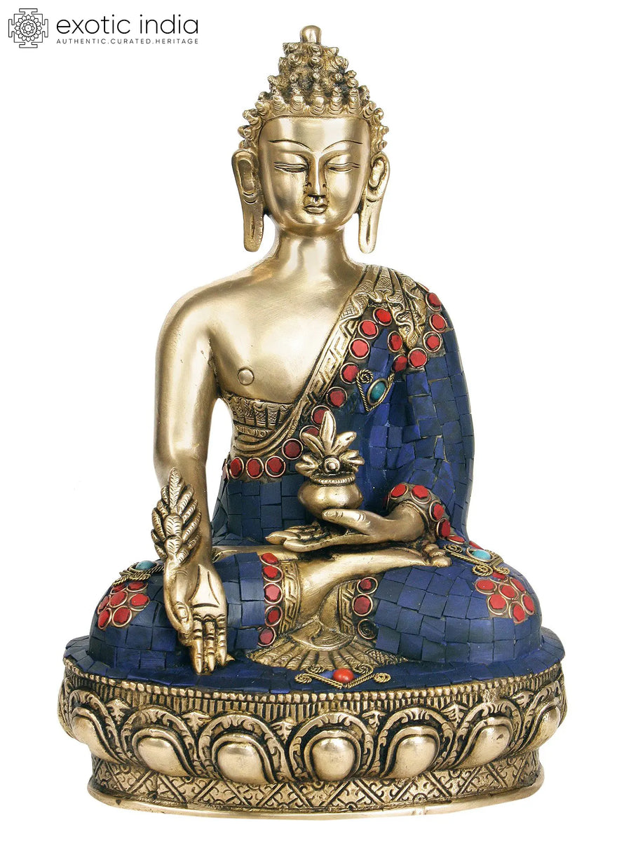 11" Medicine Buddha Tibetan Buddhist Brass Statue Handmade