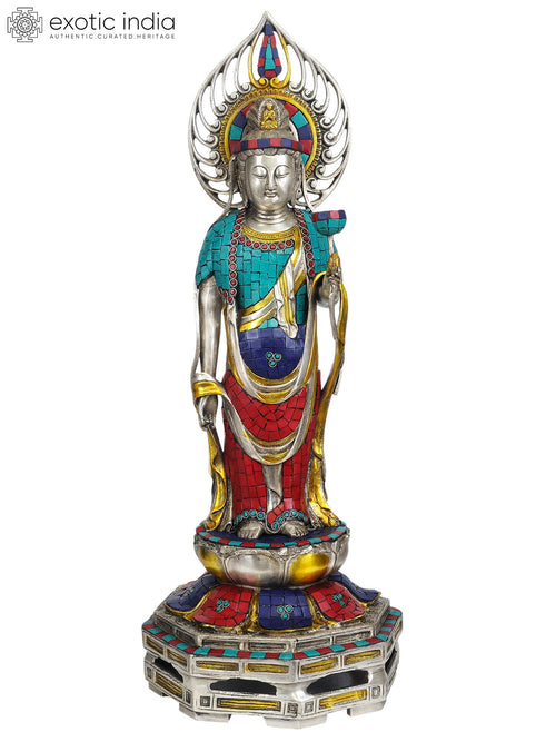 23" Kuan Yin Avalokiteshvara Handmade Brass Statue