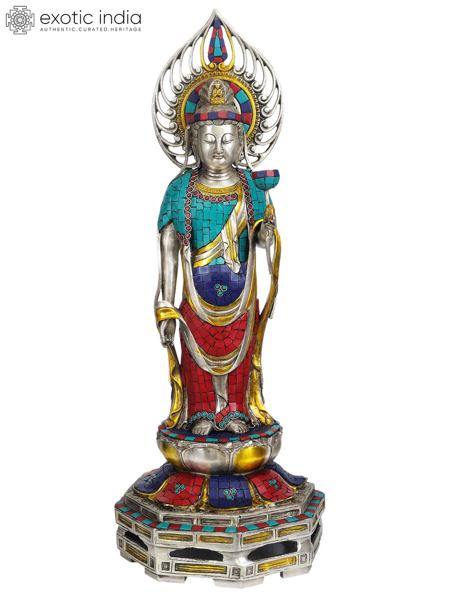 23" Kuan Yin Avalokiteshvara Handmade Brass Statue