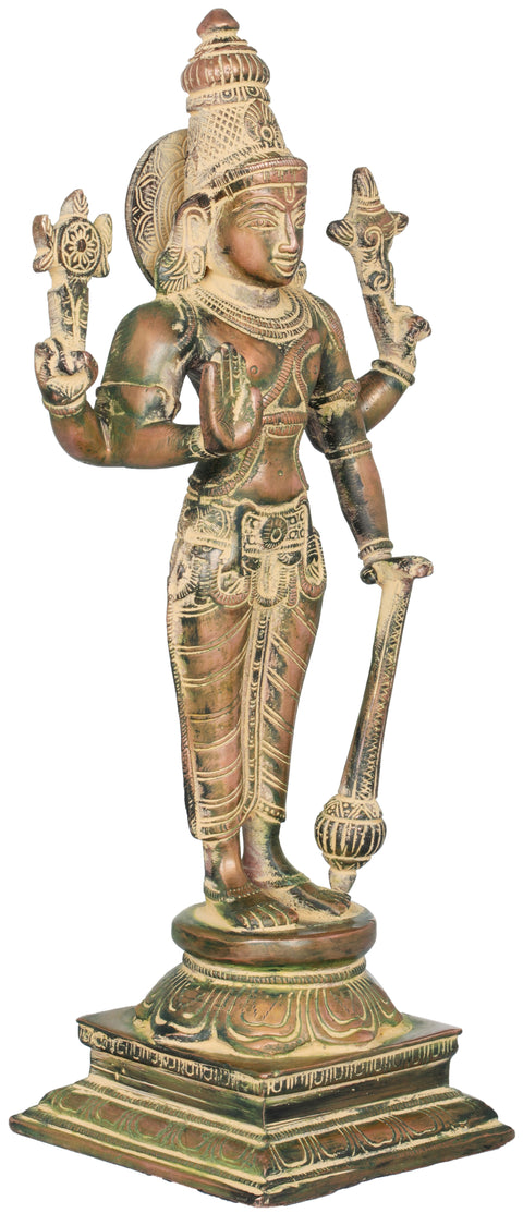 12" Lord Vishnu Idol | Handmade Brass Statue | Made in India