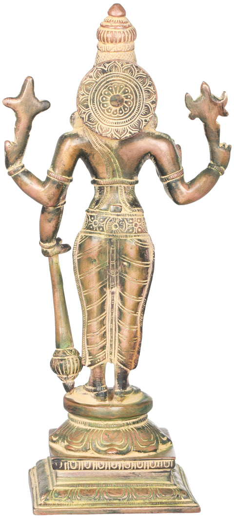12" Lord Vishnu Idol | Handmade Brass Statue | Made in India