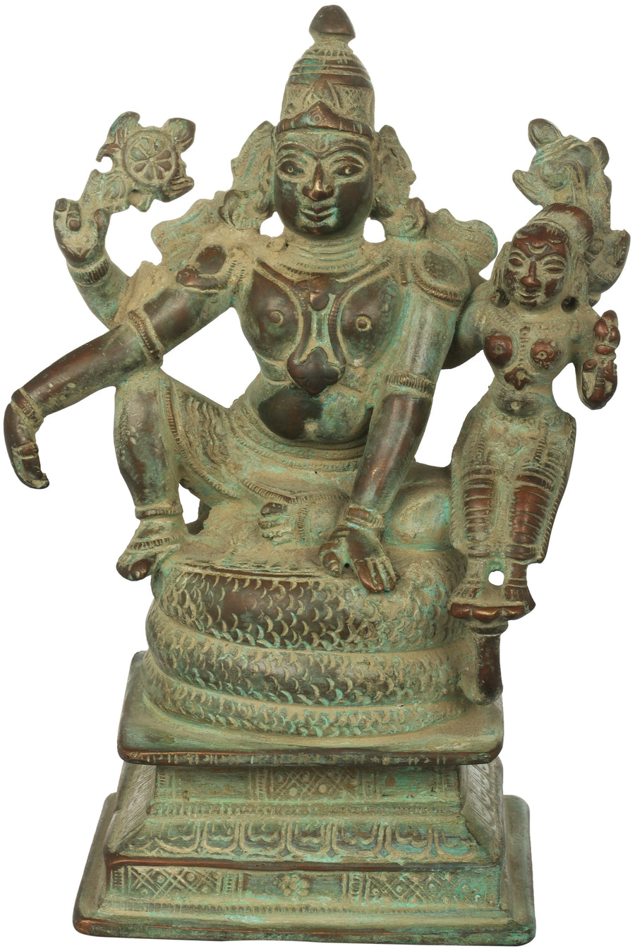 6" Lord Vishnu and Lakshmi Brass Idol Handmade