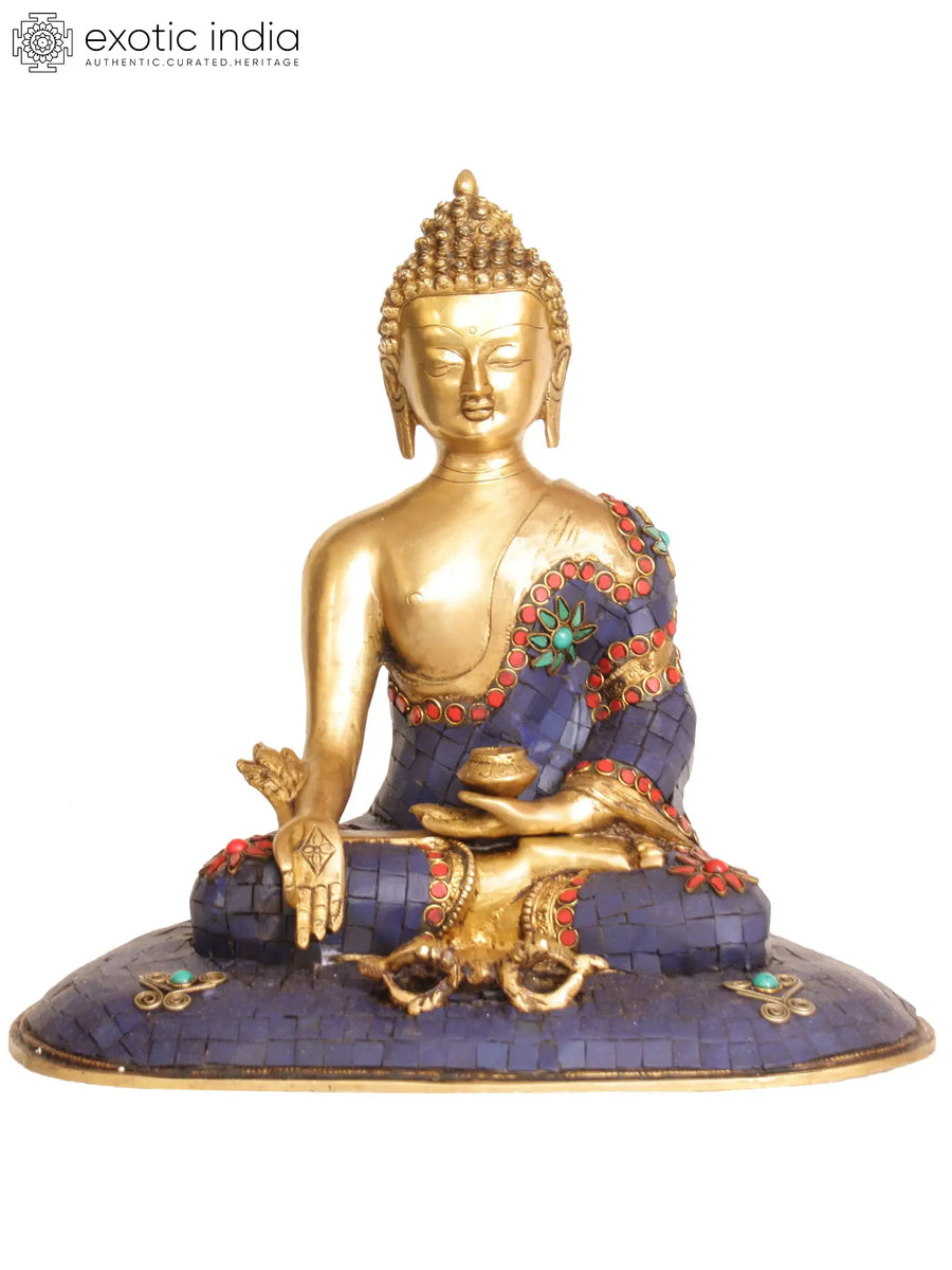 11" Medicine Buddha Brass Statue with Dorje Handmade