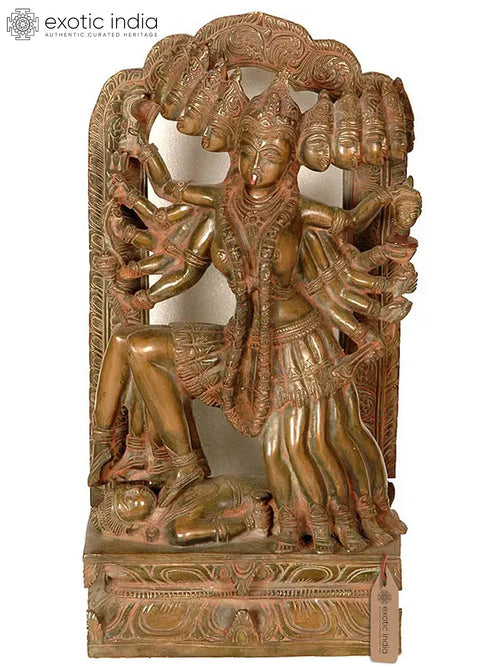 15" Mahakali Handmade Brass Statue for Pooja