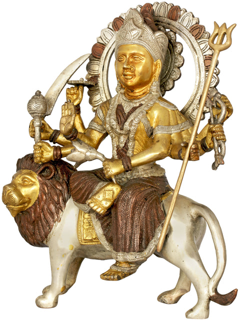 15" Mother Goddess Durga In Brass | Handmade | Made In India