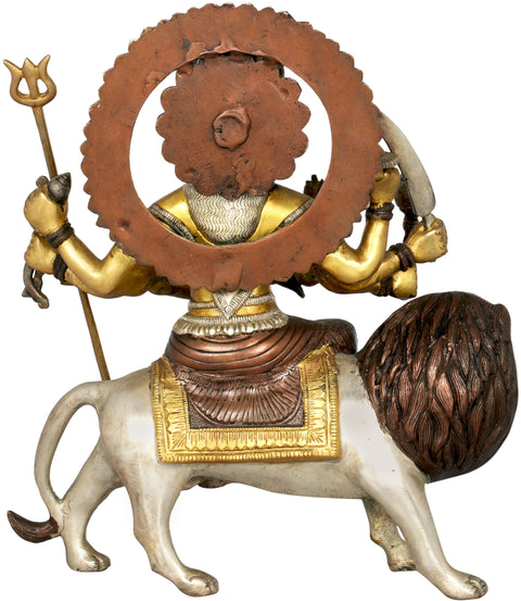 15" Mother Goddess Durga In Brass | Handmade | Made In India