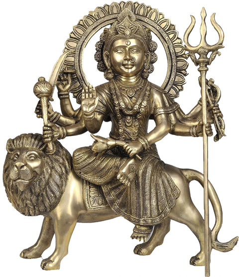 15" Mother Goddess Durga In Brass | Handmade | Made In India