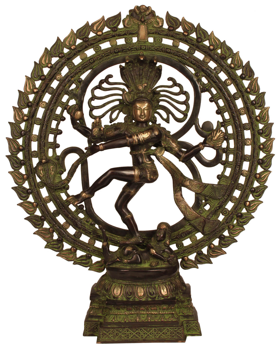 23" Nataraja Handmade Brass Statue with Black and Green Patina