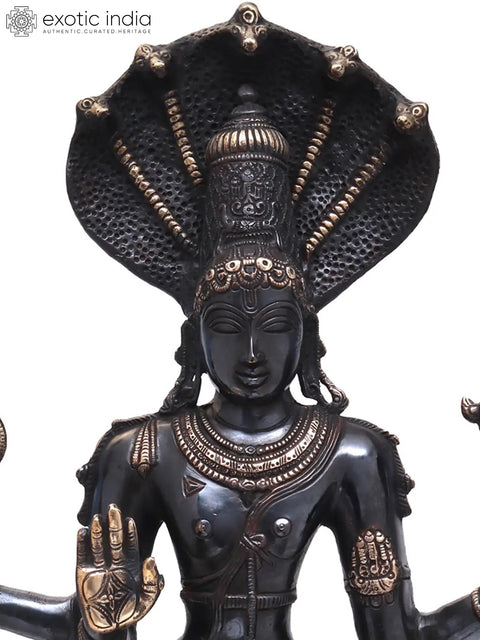32" Large Size Chaturbhuja Vishnu in Brass | Handmade | Made In India