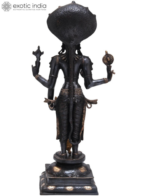 32" Large Size Chaturbhuja Vishnu in Brass | Handmade | Made In India