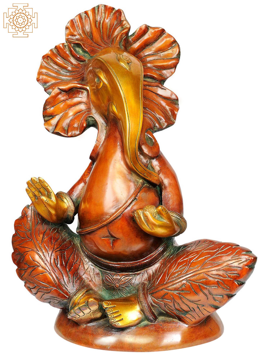 16" Handmade Ganesha Brass Statue for Home Pooja