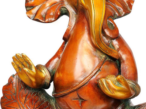 16" Stylized Ganesha in Brass | Handmade | Made In India
