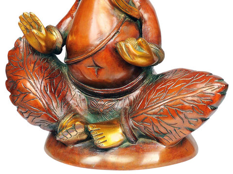 16" Stylized Ganesha in Brass | Handmade | Made In India