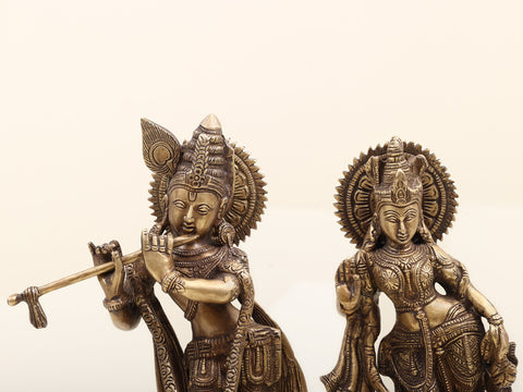 11" Standing Radha Krishna Brass Statue