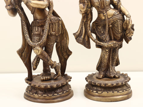11" Standing Radha Krishna Brass Statue