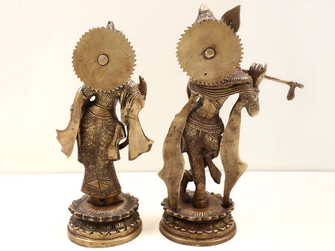 11" Standing Radha Krishna Brass Statue