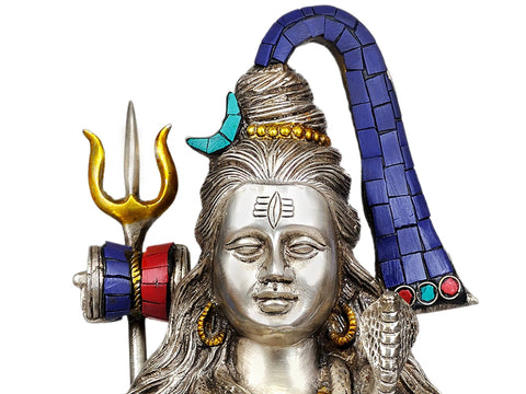 13" Lord Shiva (with Inlay Work) In Brass | Handmade | Made In India