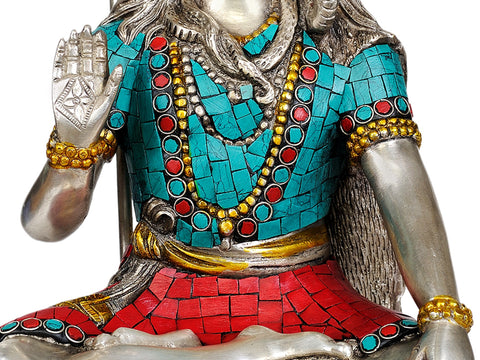 13" Lord Shiva (with Inlay Work) In Brass | Handmade | Made In India