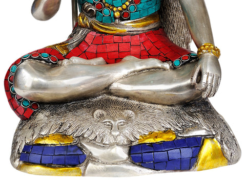 13" Lord Shiva (with Inlay Work) In Brass | Handmade | Made In India