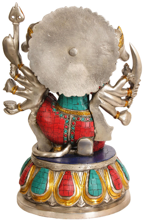 13" Panchamukhi Hanuman Brass Sculpture | Handmade Statue | Made in India