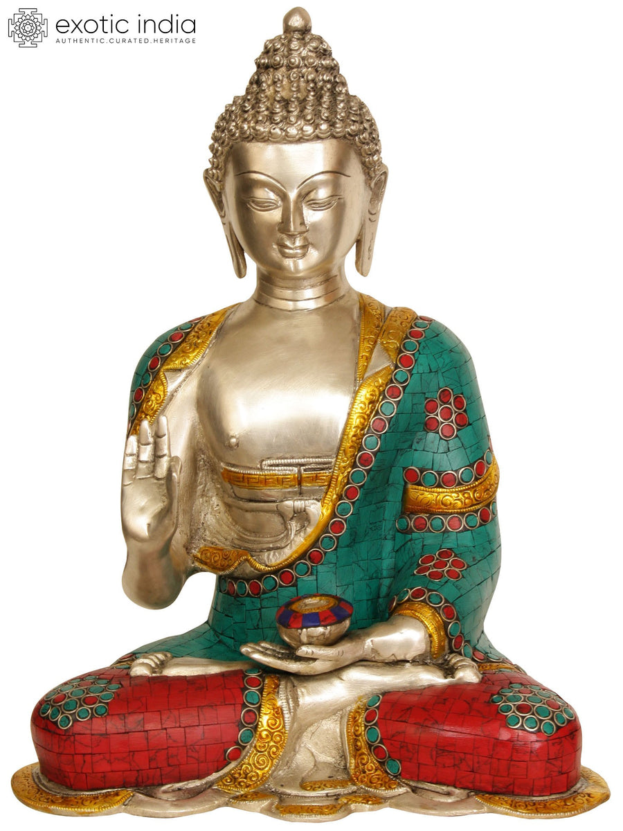 14" Lord Buddha Brass Statue Interpreting Dharma - Handmade