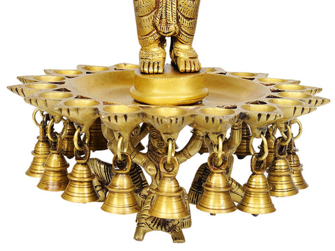 15" Ganesha Lamps with Bells in Brass | Handmade | Made in India