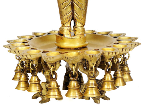15" Ganesha Lamps with Bells in Brass | Handmade | Made in India