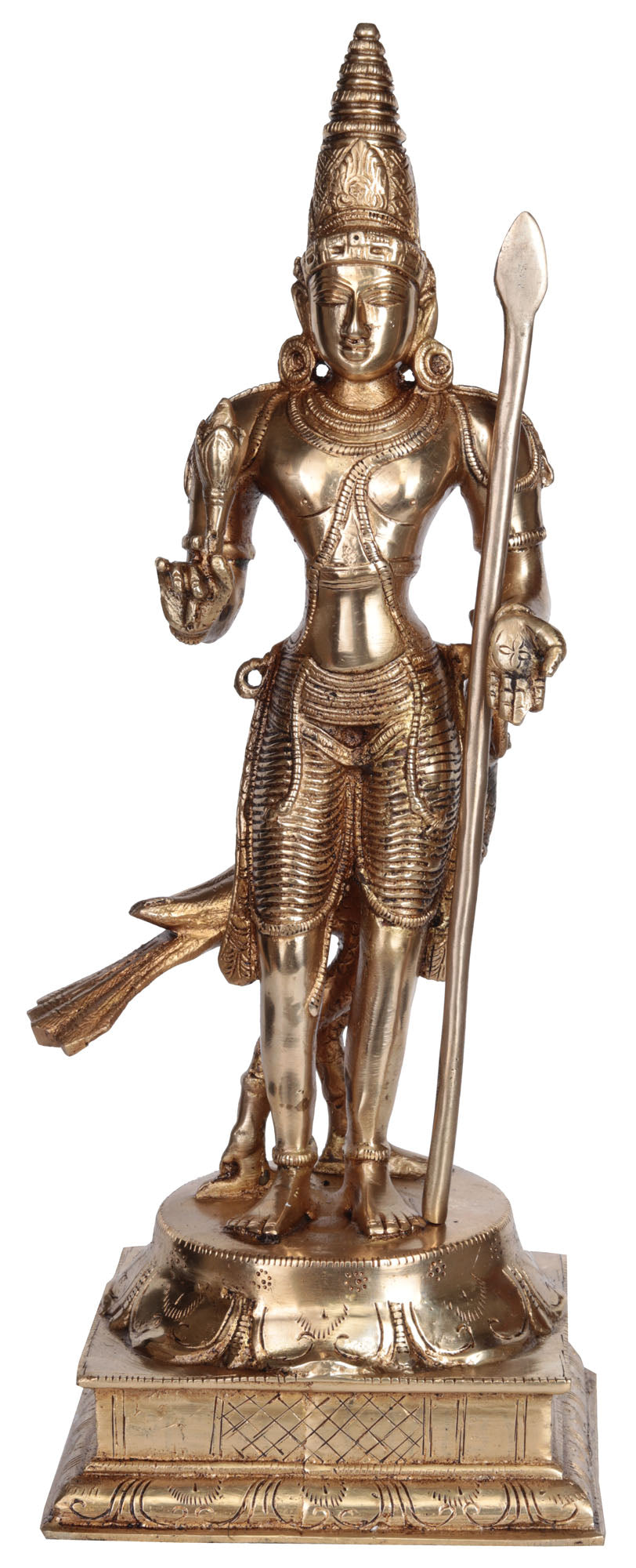 15" Brass Karttikeya Statue Hindu War God Handmade