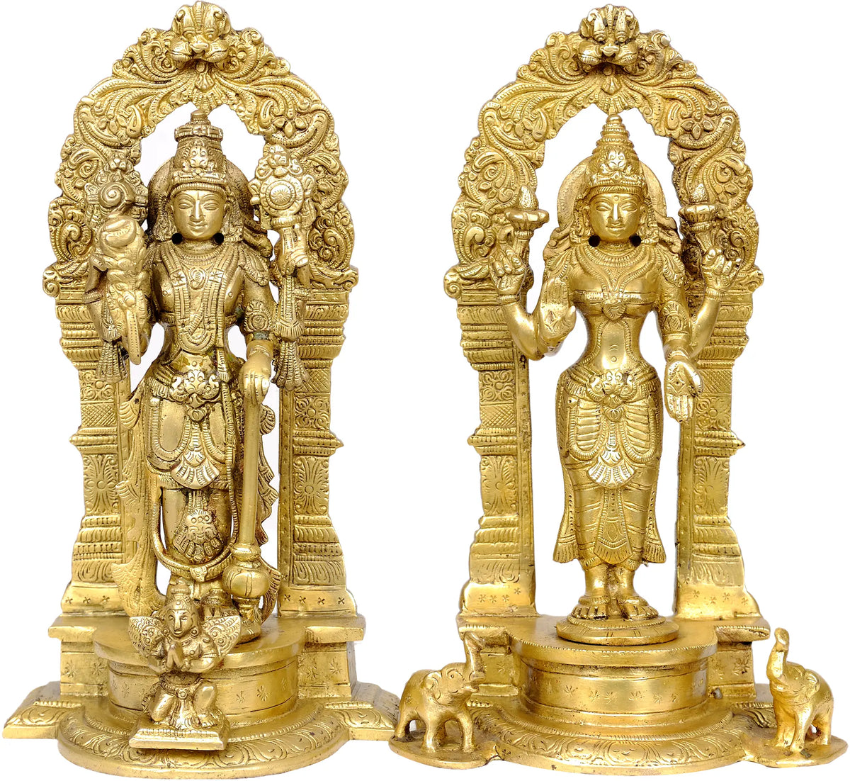 9" Lakshmi-Vishnu Brass Sculpture | Handmade | Made in India