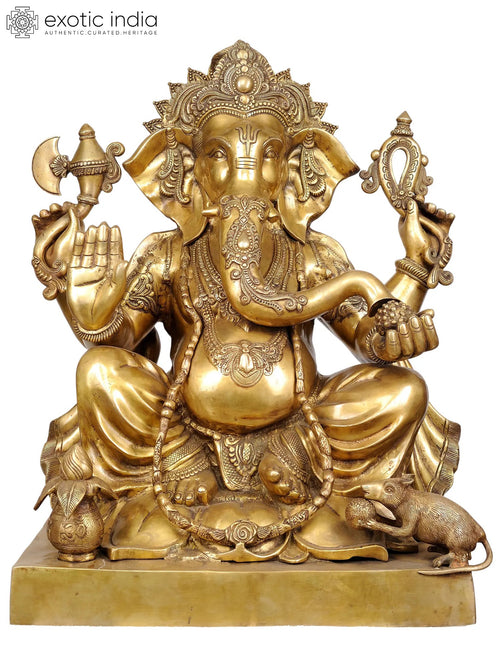 31" Large Handmade Lord Ganesha Brass Statue