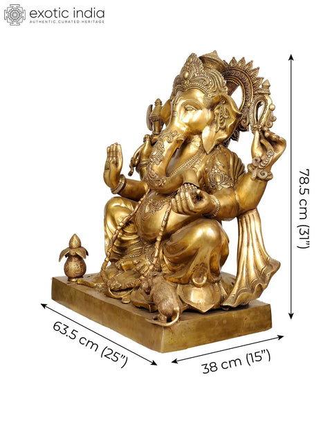 31" Large Size Lord Ganesha in Brass | Handmade | Made In India