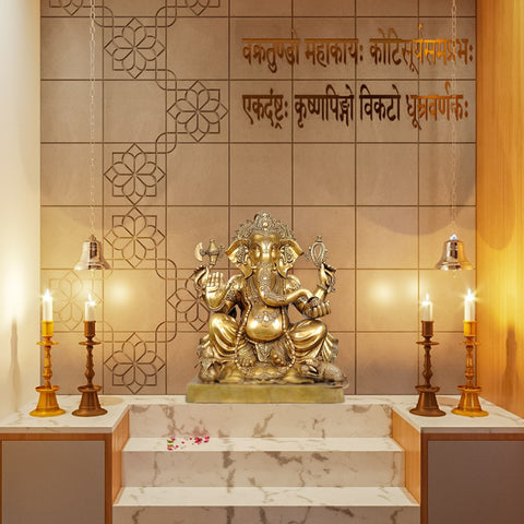 31" Large Size Lord Ganesha in Brass | Handmade | Made In India