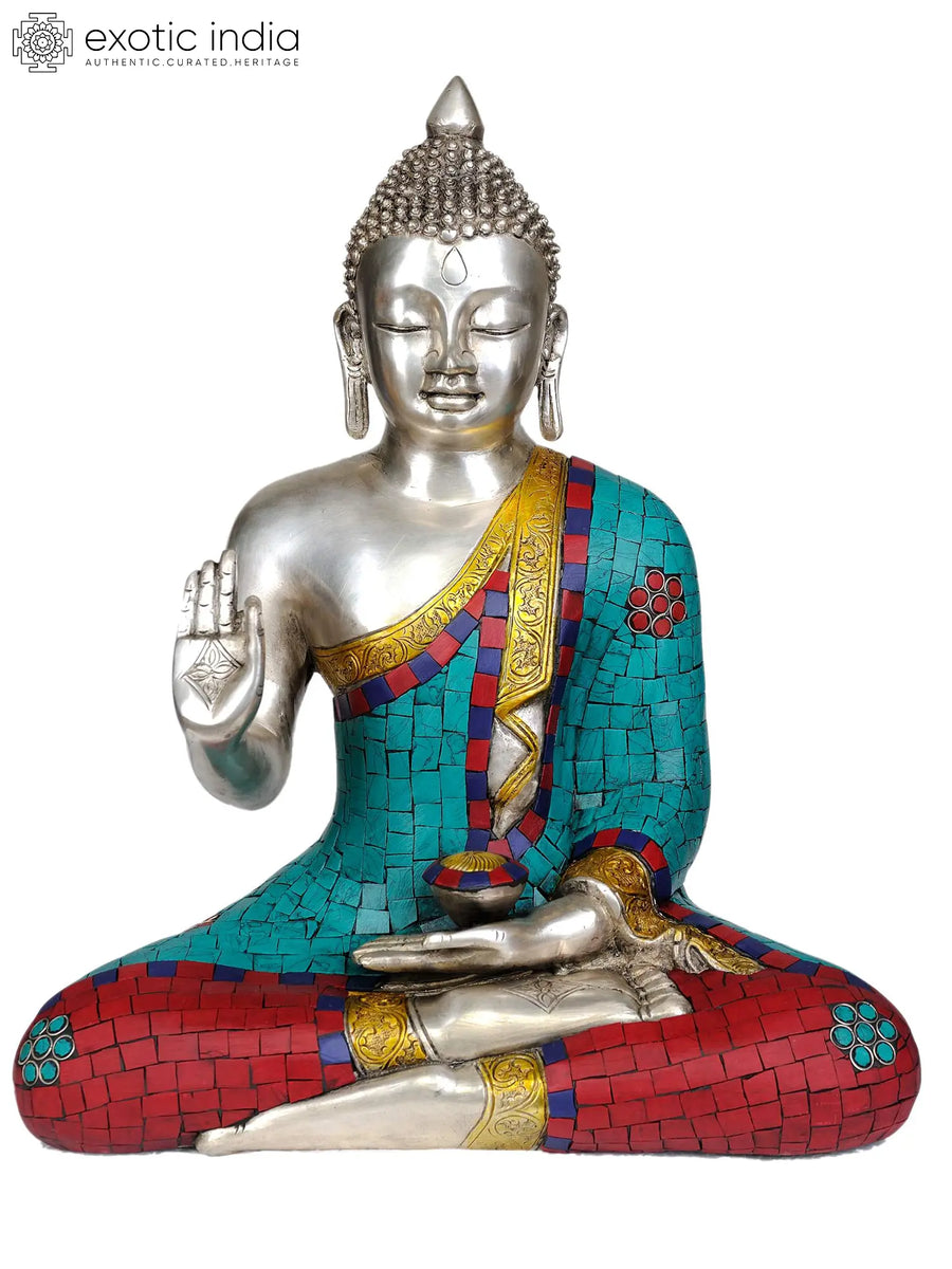 14" Lord Buddha Vitark Mudra Brass Statue Handmade