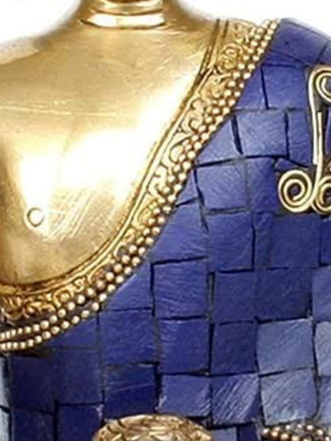 8" (Tibetan Buddhist Deity) Lapis Healing Buddha In Brass | Handmade | Made In India