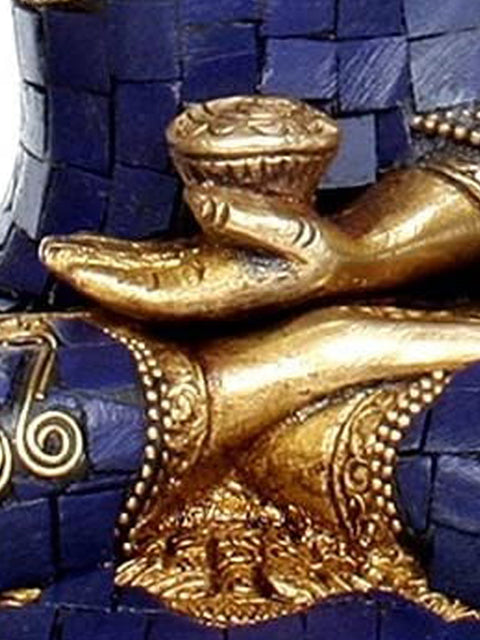 8" (Tibetan Buddhist Deity) Lapis Healing Buddha In Brass | Handmade | Made In India