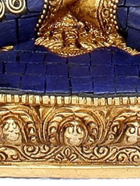 8" (Tibetan Buddhist Deity) Lapis Healing Buddha In Brass | Handmade | Made In India